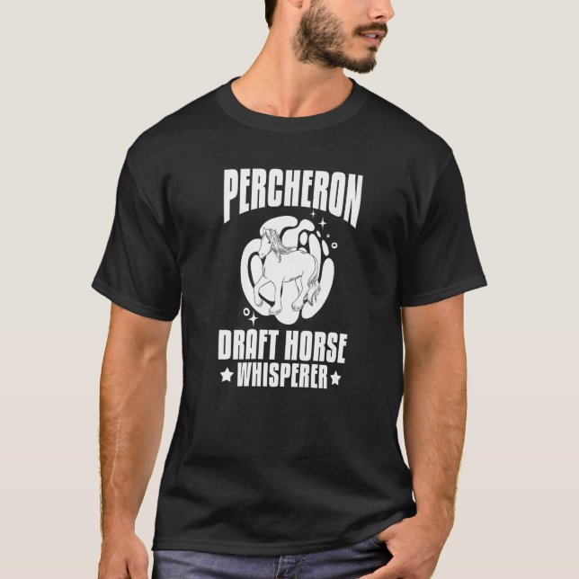 Camiseta Rótulo de Cavalo de Percheron Draft Horse Riding S (Frente)