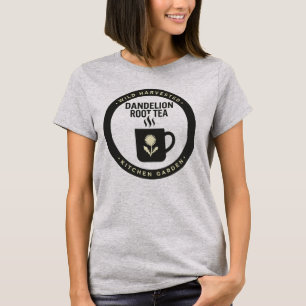 Camiseta Rótulo de Chá de Raiz de Dente-de-Leão Apotecário 