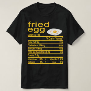 Camiseta rótulo de Fatos de Nutrição de ovo frito