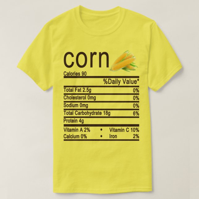 Camiseta rótulo de Fatos de Nutrição do Milho (Frente do Design)