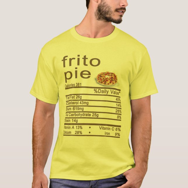 Camiseta Rótulo de Fatos de Nutrição Frito (Frente)