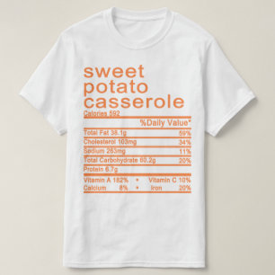 Camiseta rótulo de Fatos Nutricionais da batateira doce