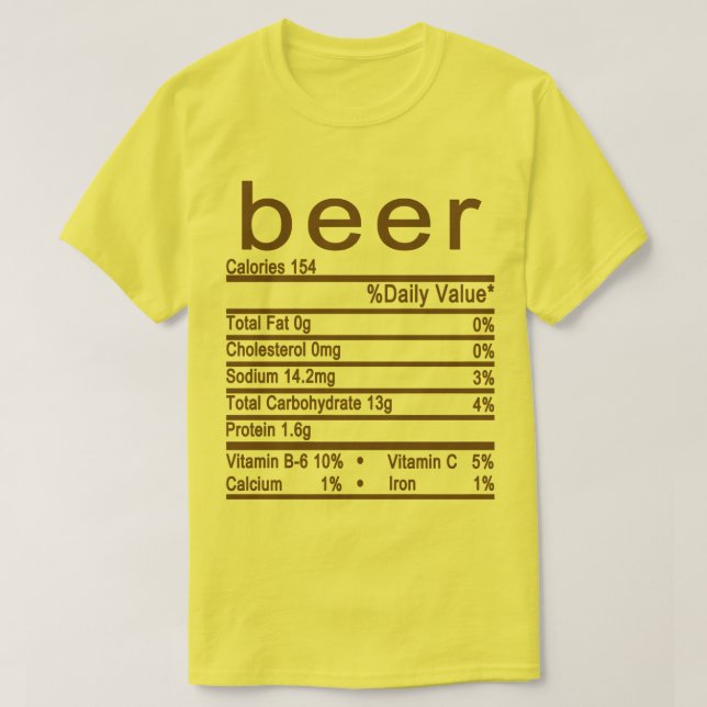 Camiseta Rótulo de Fatos Nutricionais da cerveja (Frente do Design)