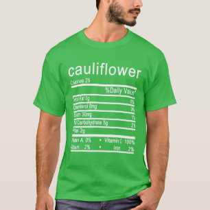Camiseta Rótulo de Fatos Nutricionais da couve-flor