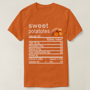 Camiseta Rótulo de Fatos Nutricionais de Batata-doce