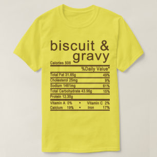 Camiseta Rótulo de Fatos Nutricionais de biscoitos e molho