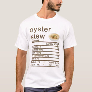 Camiseta Rótulo de Fatos Nutricionais de Ostra de Ostra