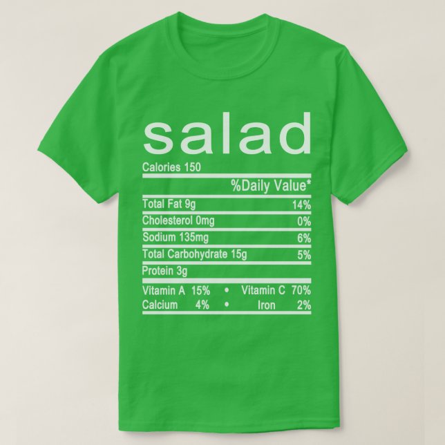 Camiseta rótulo de Fatos Nutricionais de Salada (Frente do Design)