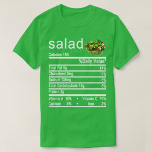 Camiseta rótulo de Fatos Nutricionais de Salada