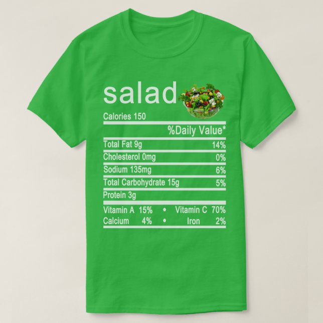 Camiseta rótulo de Fatos Nutricionais de Salada (Frente do Design)