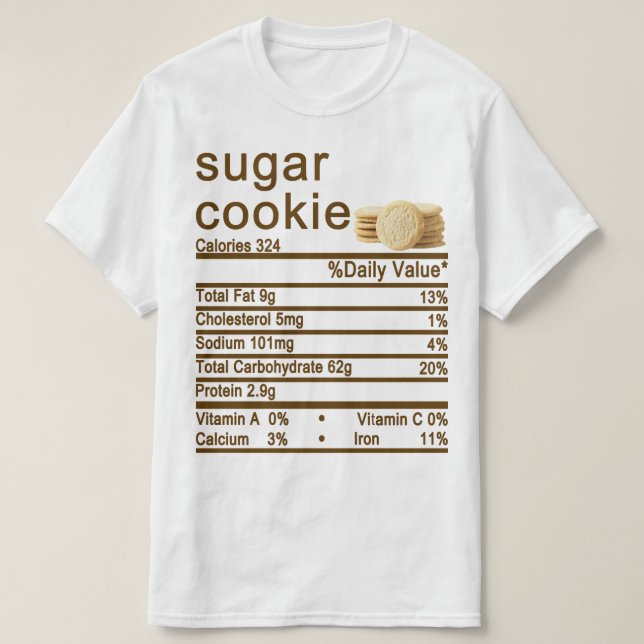 Camiseta rótulo de Fatos Nutricionais do Açúcar (Frente do Design)