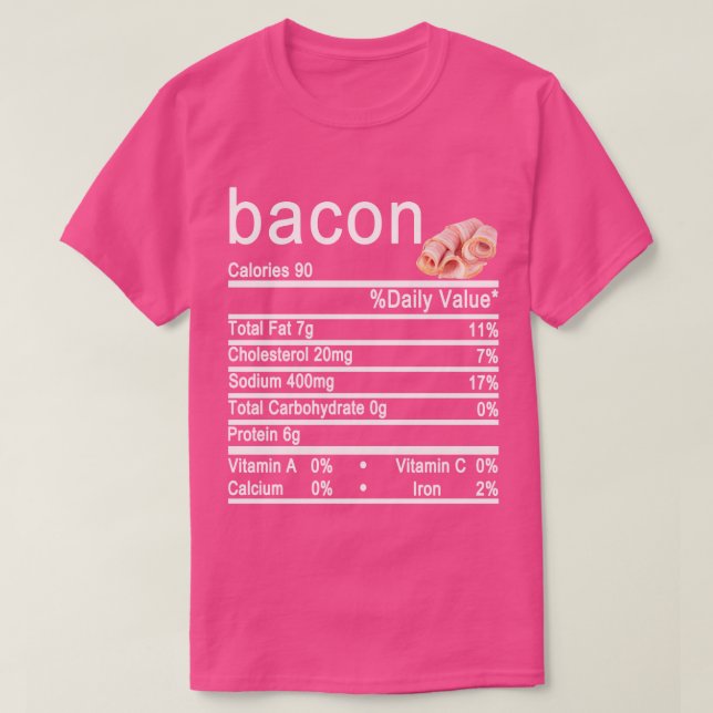 Camiseta Rótulo de Fatos Nutricionais do bacon (Frente do Design)