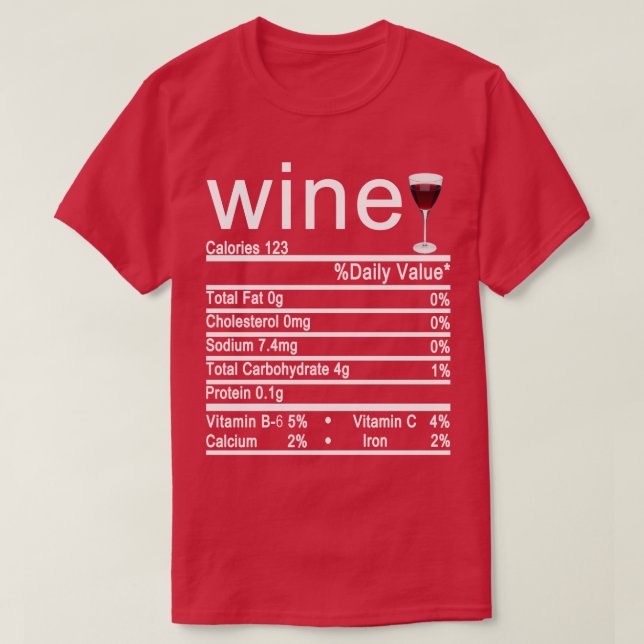 Camiseta rótulo de Fatos Nutricionais do Vinho (Frente do Design)