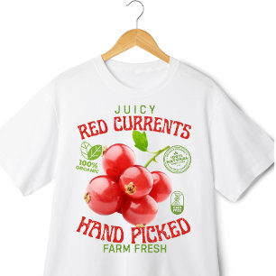 Camiseta Rótulo de Fruta Vintage Groselha Vermelha
