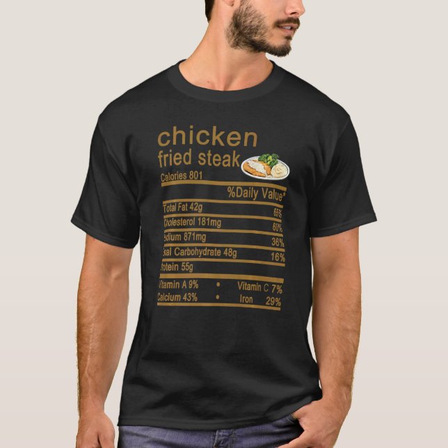 Camiseta Rótulo de Informações Nutricionais de Bife Frito d (Frente)