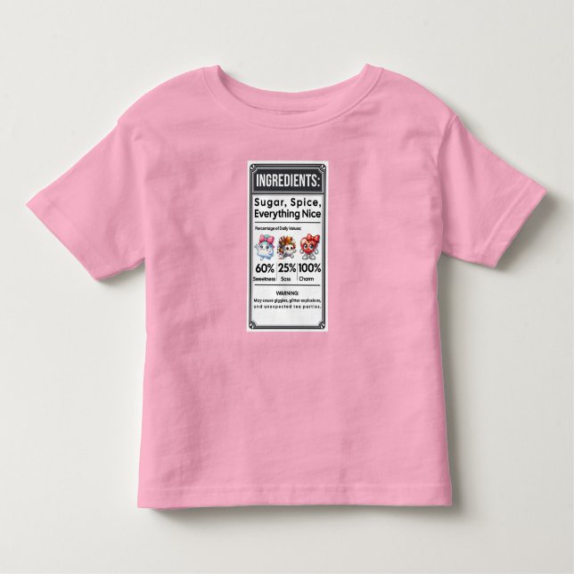 Camiseta Rótulo de Ingrediente da Menina Engraçada Simples  (Frente)