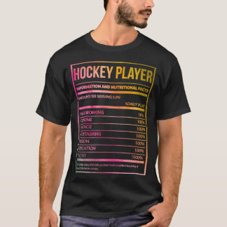 Camiseta Rótulo de Nutrição de Hóquei Engraçado do Jogador 