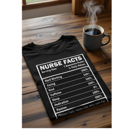 Camiseta Rótulo de Nutrição Fatos de Enfermeira Presente Di