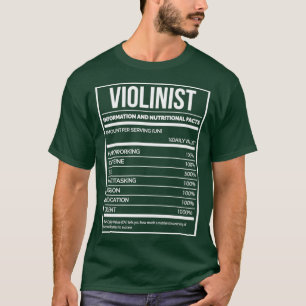 Camiseta Rótulo de Nutrição Violina Engraçado Violinista Vi