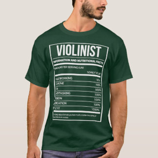 Camiseta Rótulo de Nutrição Violina Engraçado Violinista Vi