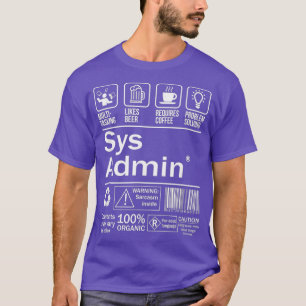 Camiseta Rótulo de Produto do Administrador do Sistema Uni