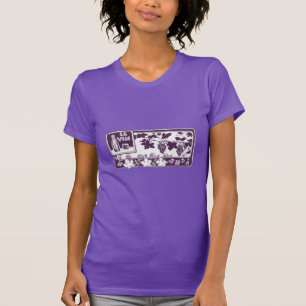 Camiseta Rótulo de Vinho Francês Antigo   Vinhedo Rústico