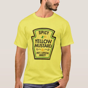 Camiseta Rótulo do Frasco de Mostarda Amarela Halloween Co