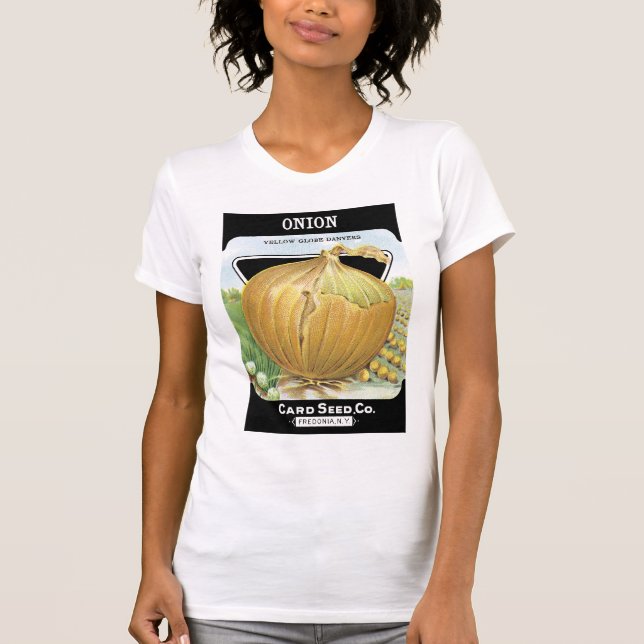 Camiseta Rótulo do Pacote de Sementes de Cebola (Frente)