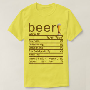 Camiseta rótulo dos Fatos Nutricionais da Cerveja