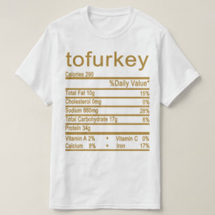 Camiseta rótulo dos Fatos Nutricionais da Tofurkey