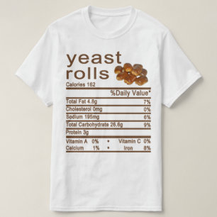 Camiseta rótulo dos fatos nutricionais dos rolos de levedu