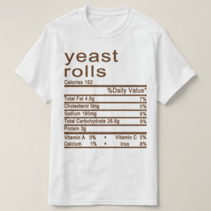 Camiseta Rótulo dos Fatos Nutricionais dos rolos de levedur