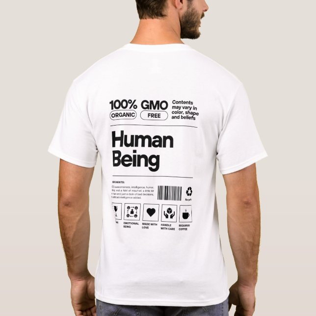 Camiseta Rótulo Engraçado do Ser Humano (Verso)