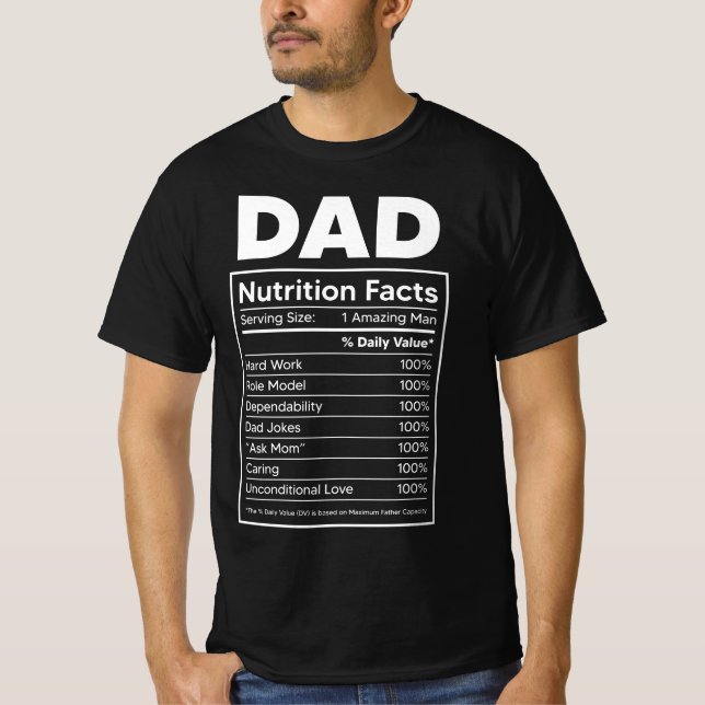 Camiseta Rótulo "Fatos Nutricionais" do pai (Frente)
