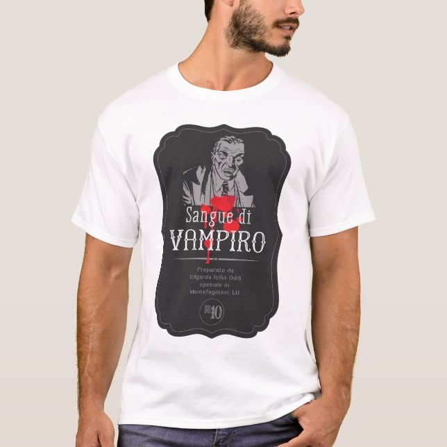 Camiseta Rótulo Para Halloween - Sangue De Vampiro. Vampiro (Frente)