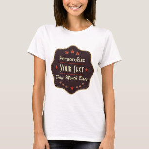 Camiseta Rótulo Retro com Texto Personalizado Clássico