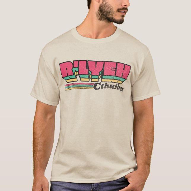 Camiseta Rótulo Retro R'lyeh Cthulhu (Frente)