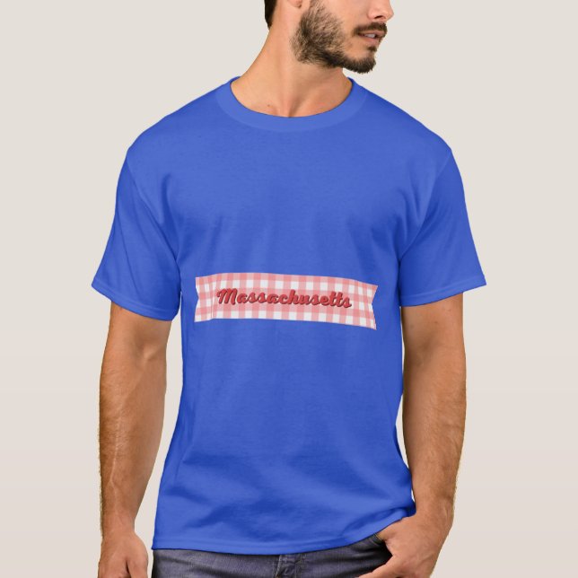 Camiseta Rótulo Xadrez de Massachusetts (Frente)