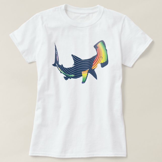 Camiseta Rotura de cor do tubarão (Frente do Design)