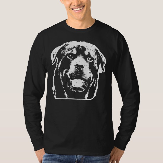Camiseta Rotweiler Rottweiler Cabeça de Raça do Cão (Frente)