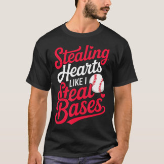 Camiseta Roubando Corações Como Roubo Bases Fofo Beisebol