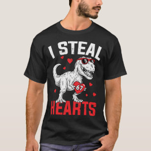 Camiseta Roubo 67 Corações Engraçado Seis Sete Dinossauro d