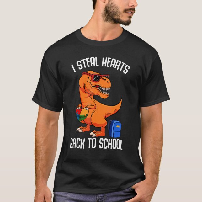 Camiseta Roubo Corações De Volta À Rua De Dinossauros Rex. (Frente)