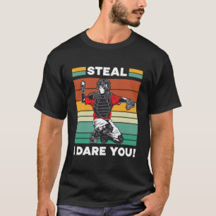 Camiseta Roubo Eu Desafio Você Apanhador de Beisebol Jogado