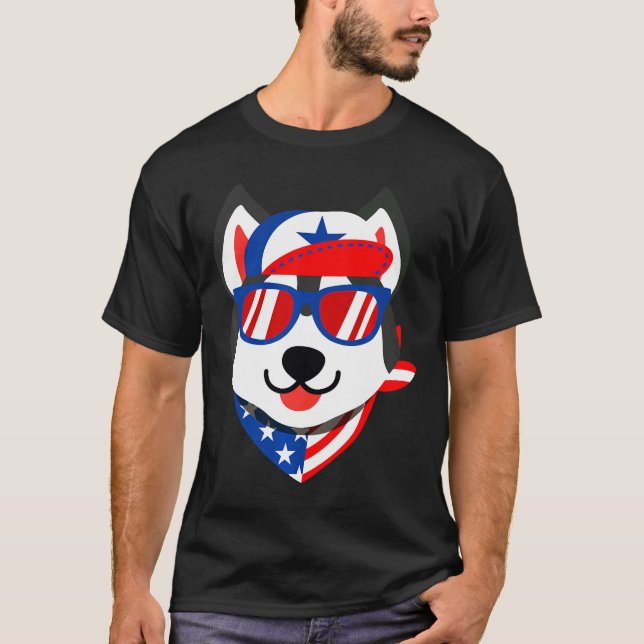 Camiseta Rouco 4 De Julho Cão Do Dia Da Independência (Frente)