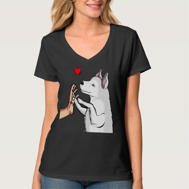 Camiseta Rouco Branco Ama Cachorro Bonito Mãe Meninas (Frente)