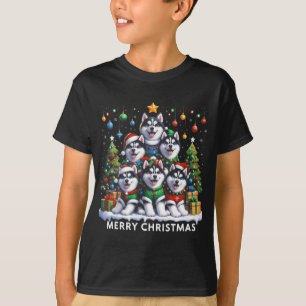 Camiseta Rouco Cão Árvore de Natal Feliz Combate de Natal