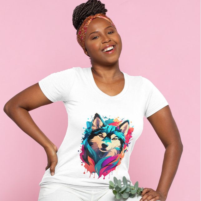 Camiseta Rouco Colorida Cabeça de Cachorro Roucos Vibrantes (Criador carregado)