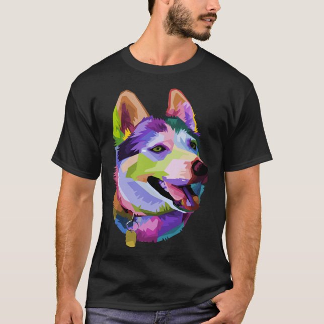 Camiseta rouco Colorida do Cachorro (Frente)