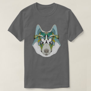 Camiseta Rouco de lobo embelezado de azul verde